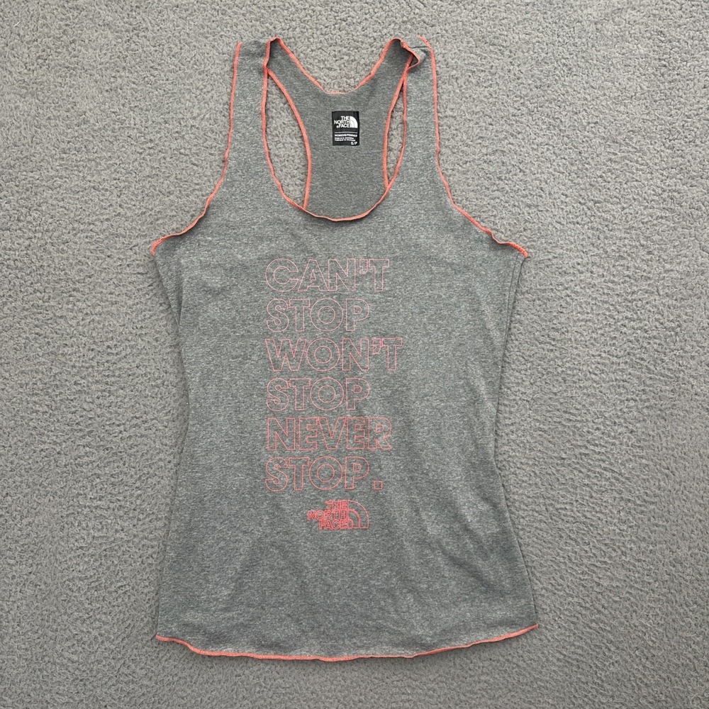 The North Face Racerback Tank Top Gray Graphic Athletic Athleisure Women's Small